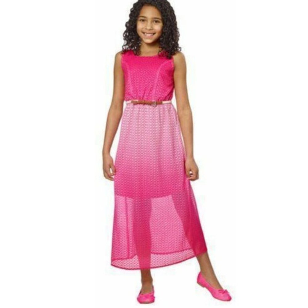 Paper Doll Maxi Girl's Dress with Braided Belt